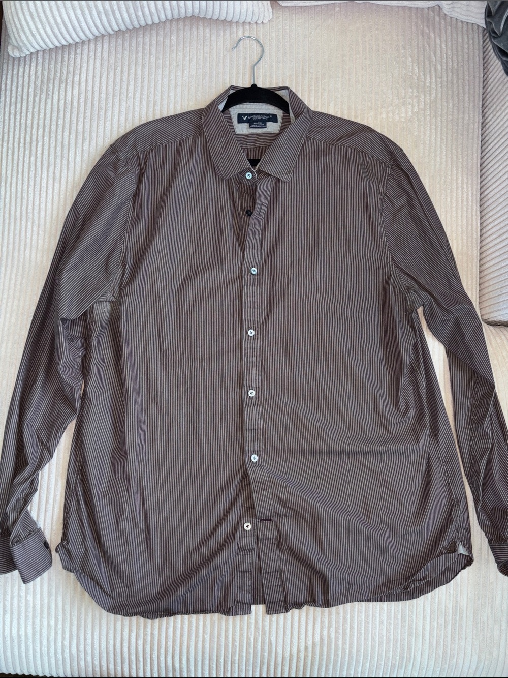 American Eagle Outfitters Brown Thin-Striped Men's Dress Shirt